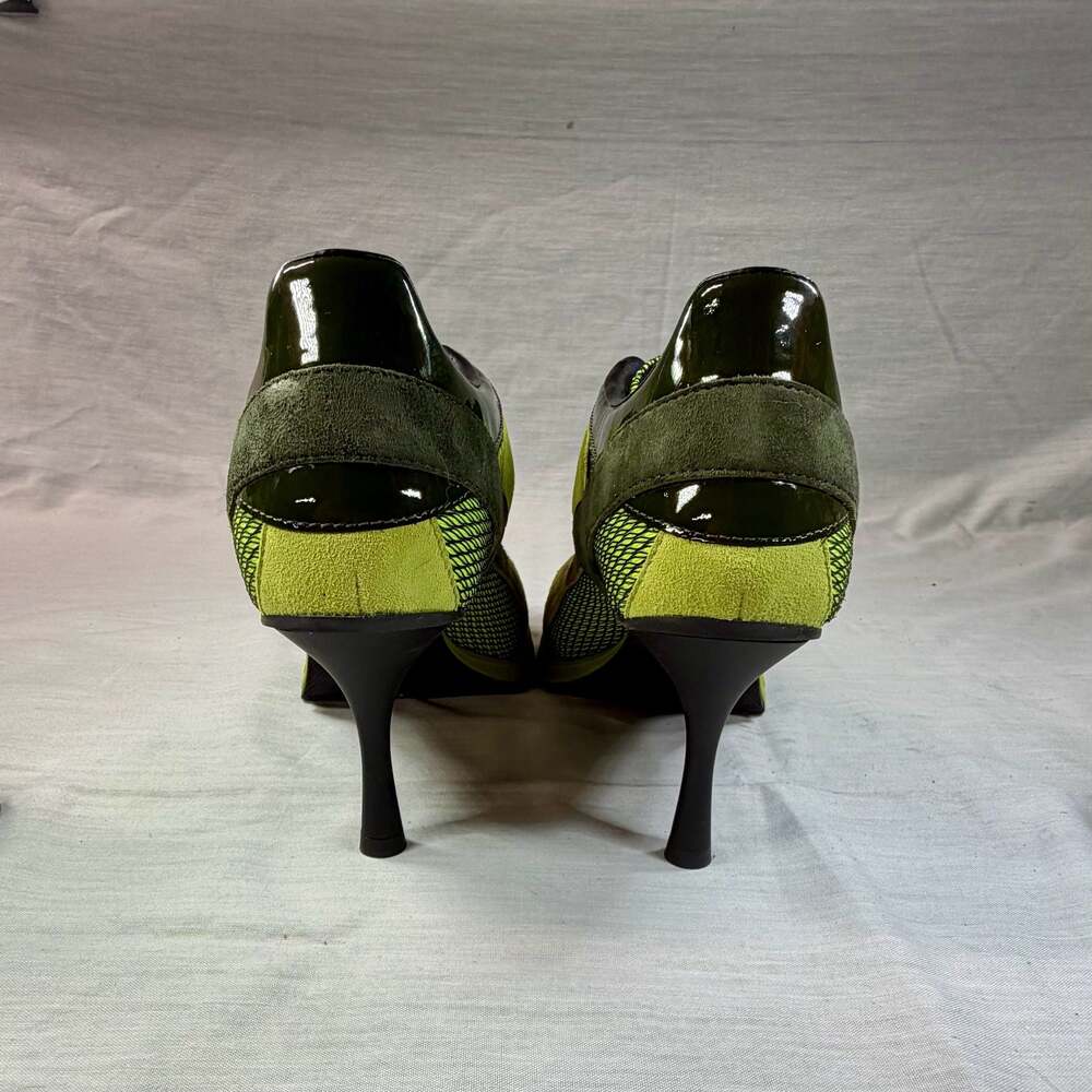 Sneex The Tepper Sneaker Heels in Green Suede and Mesh - Picture 4 of 11